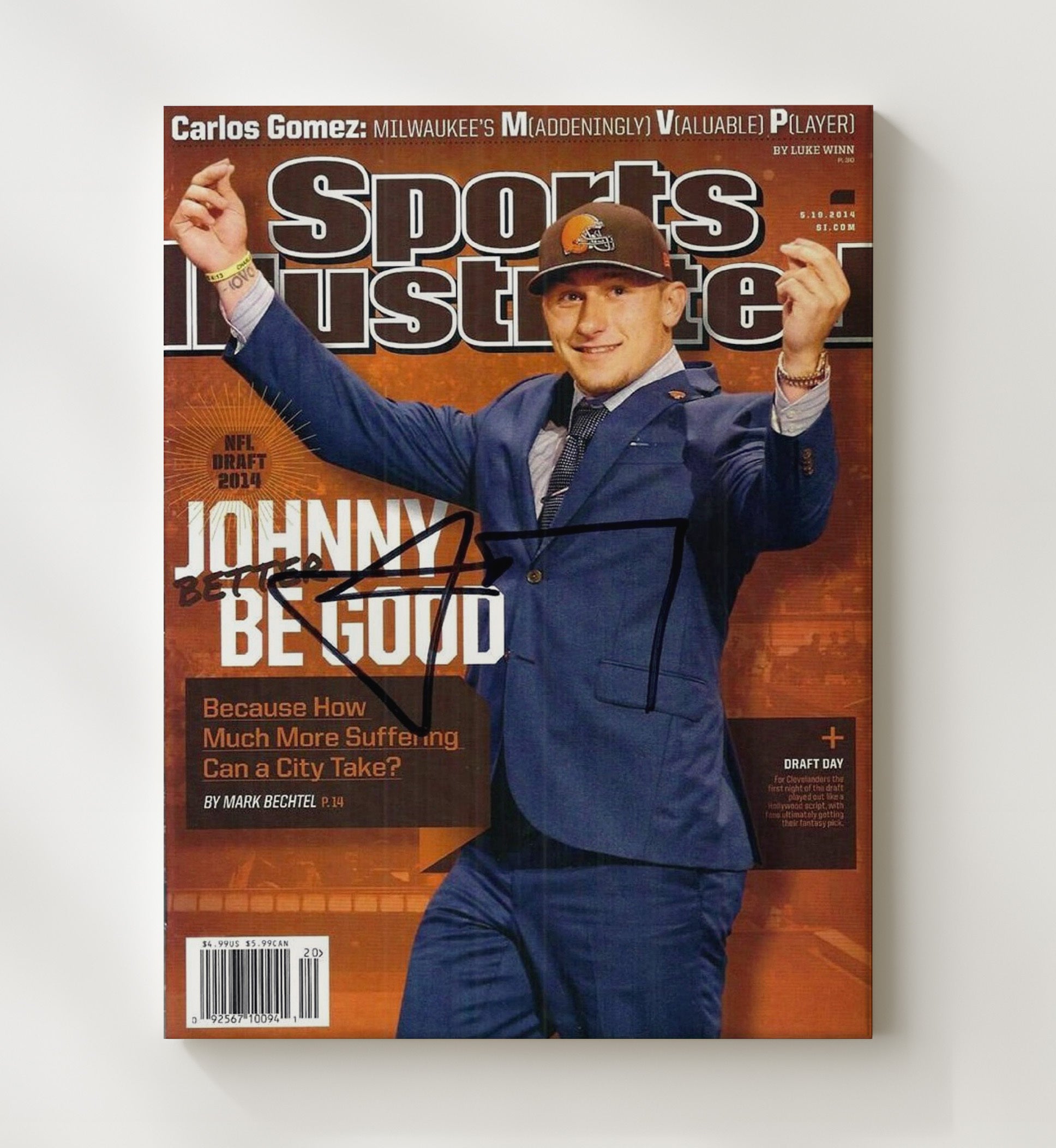 Johnny Manziel - Cleveland Football NFL Draft 2014 First Round Celebration 2014 SI Cover Football Wall Art - football wall art print
