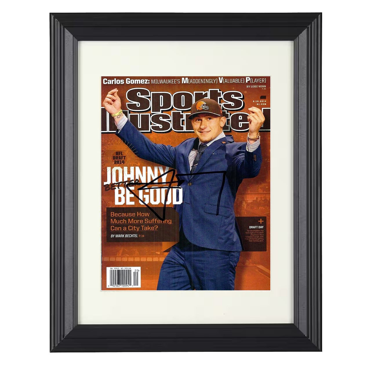 Johnny Manziel – Cleveland NFL Celebration 2014 2014 SI – 8x10 black beveled framed football wall art