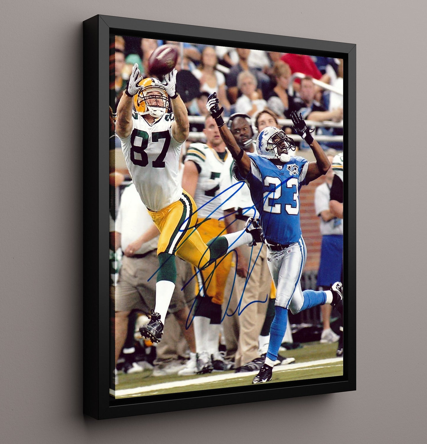 Jordy Nelson - Reliable Hands Vintage Football Wall Art - 16x20 Framed Canvas football decor