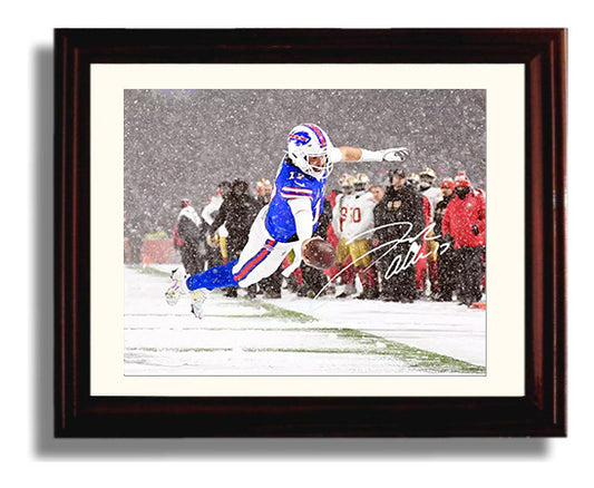 Josh Allen - Frozen Flight TD 8x10 Canvas vintage football wall art