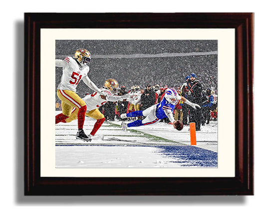 Josh Allen - Snow Dive TD 8x10 Canvas vintage football wall art