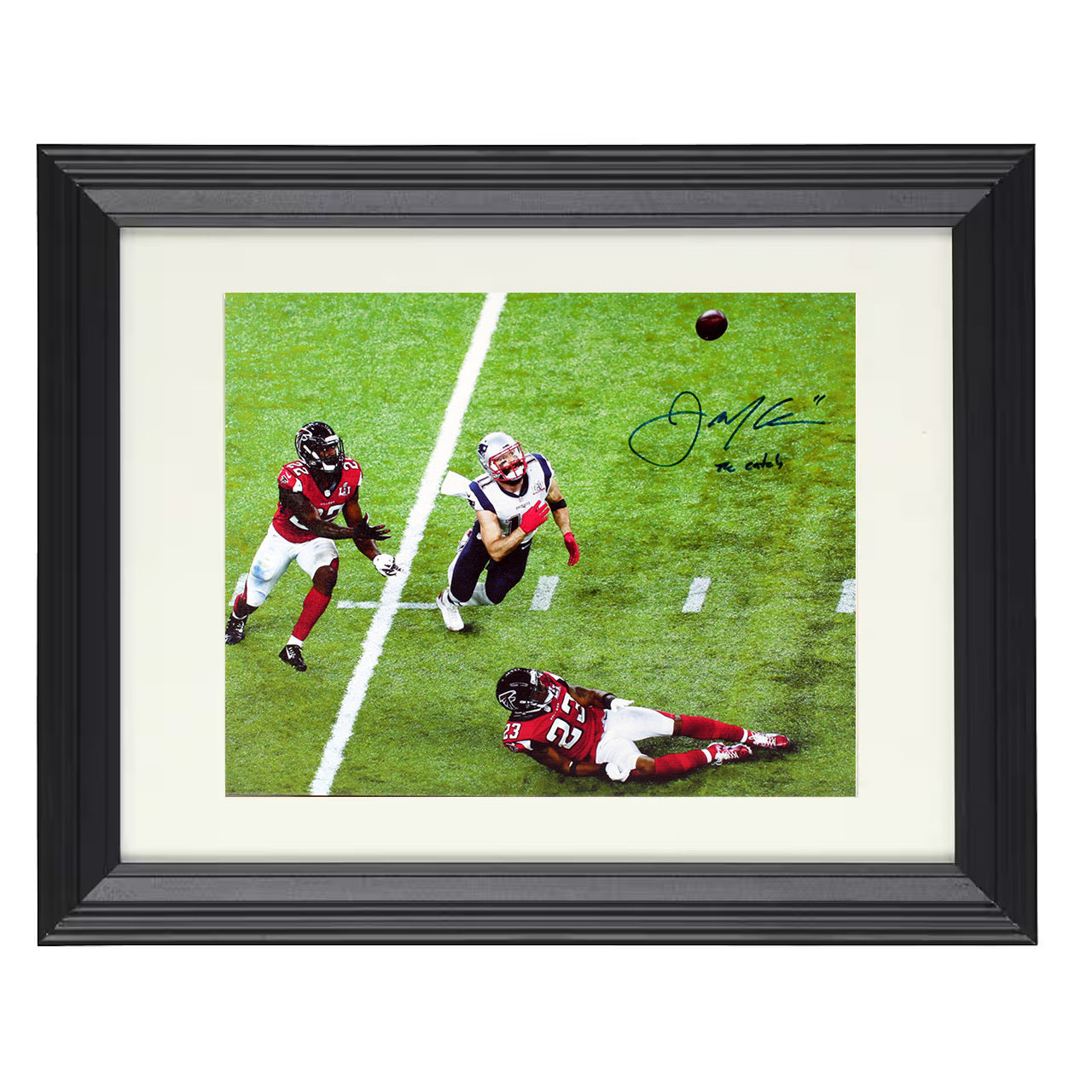 Julian Edelman – The Catch – 8x10 black beveled framed football wall art