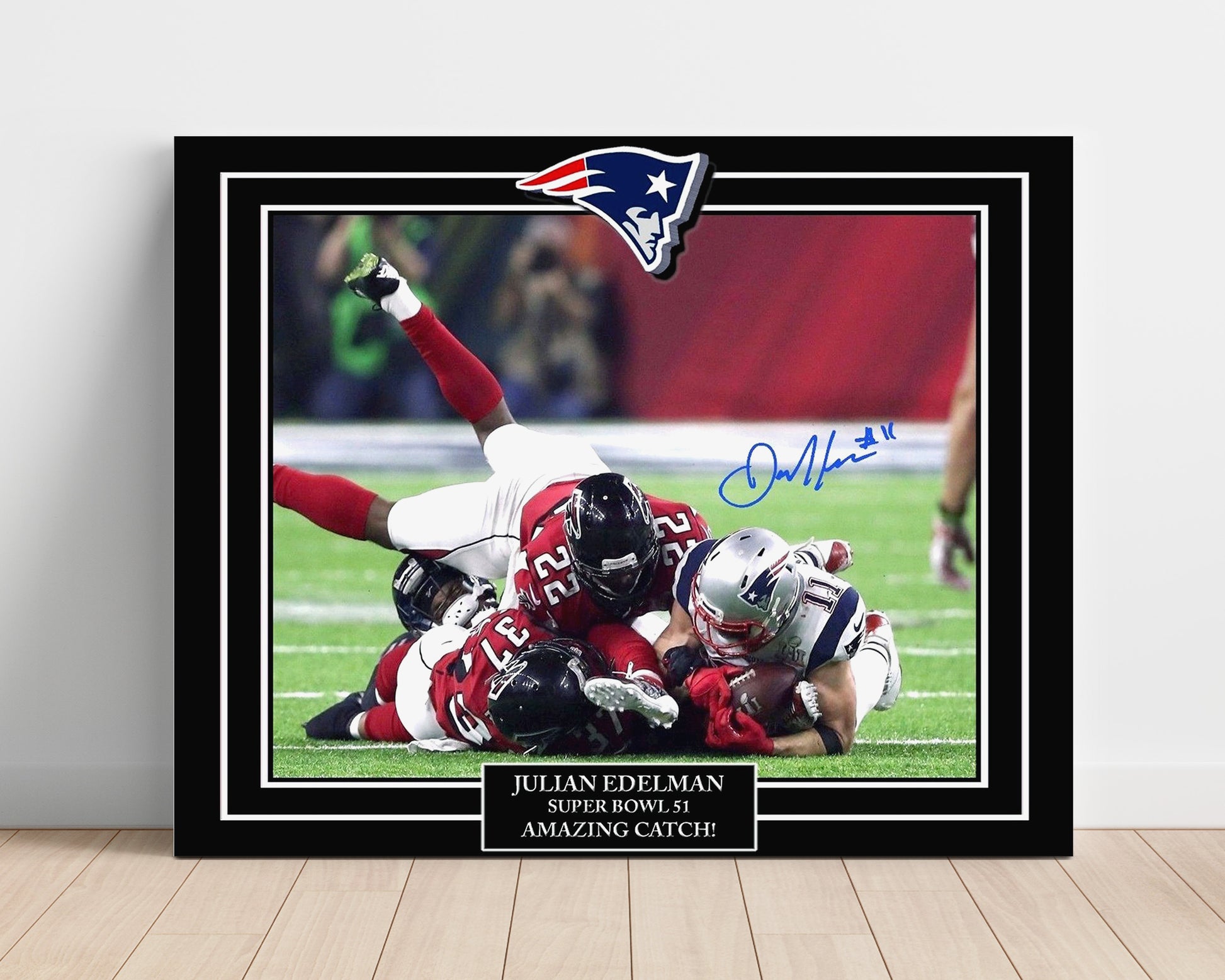 Julian Edelman Patriots - Super Bowl Catch Vintage Football Wall Art - 16x20 Unframed Print football decor