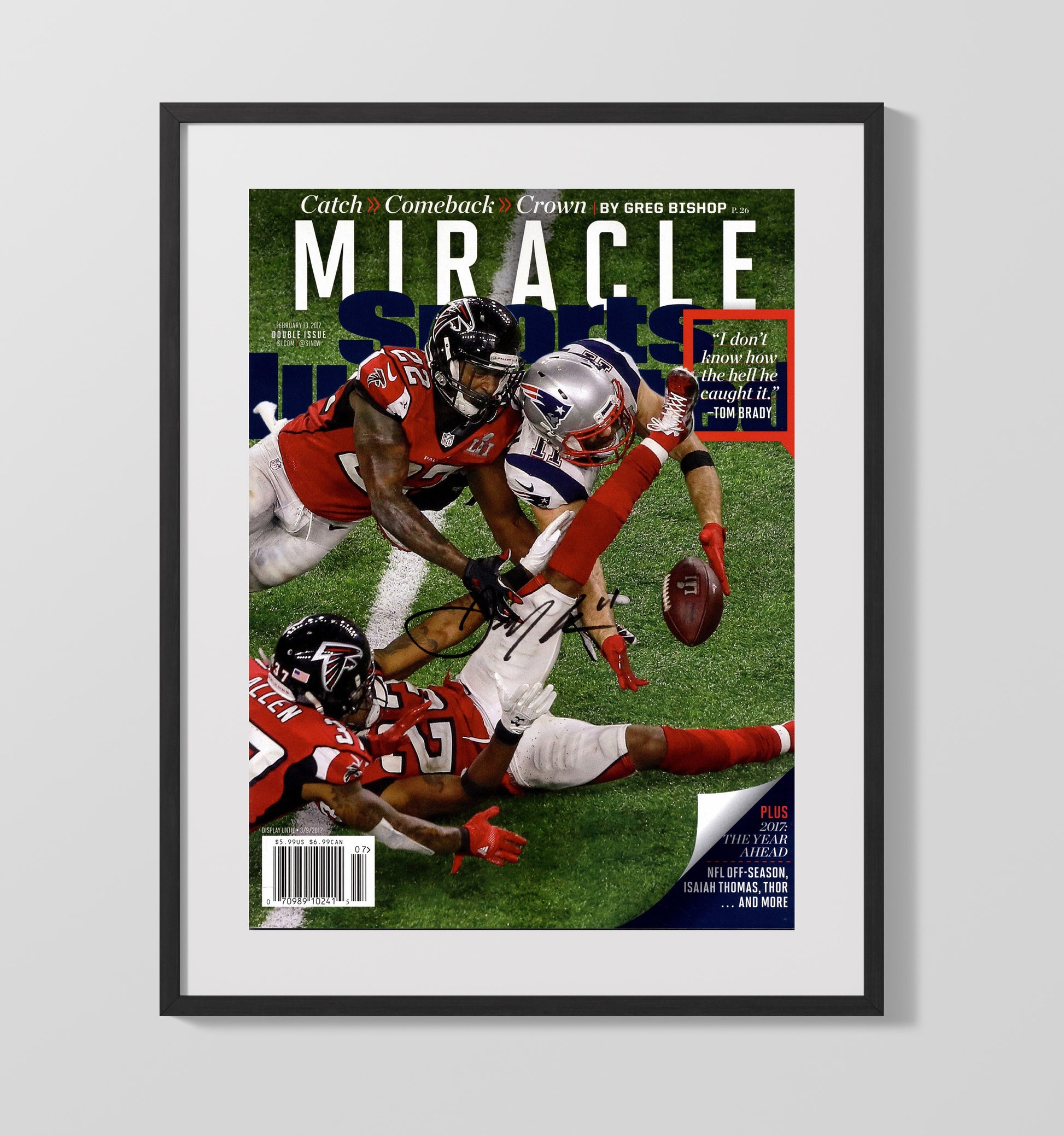 Julian Edelman Super Bowl Li - Miracle Grab Football Wall Art - football wall art print