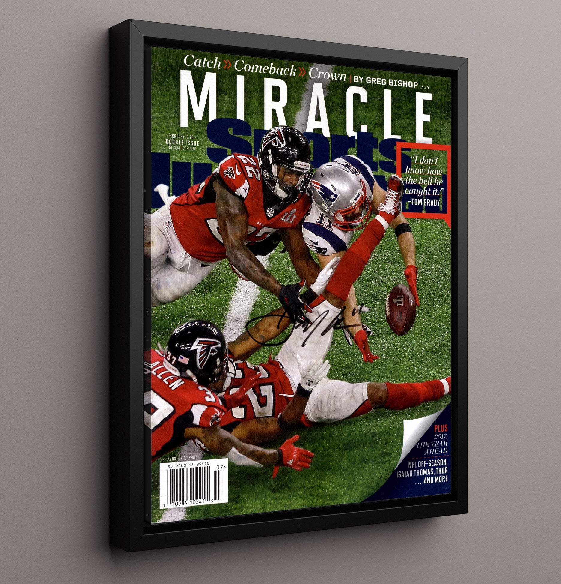 Julian Edelman Super Bowl Li - Miracle Grab Football Wall Art - football wall art print