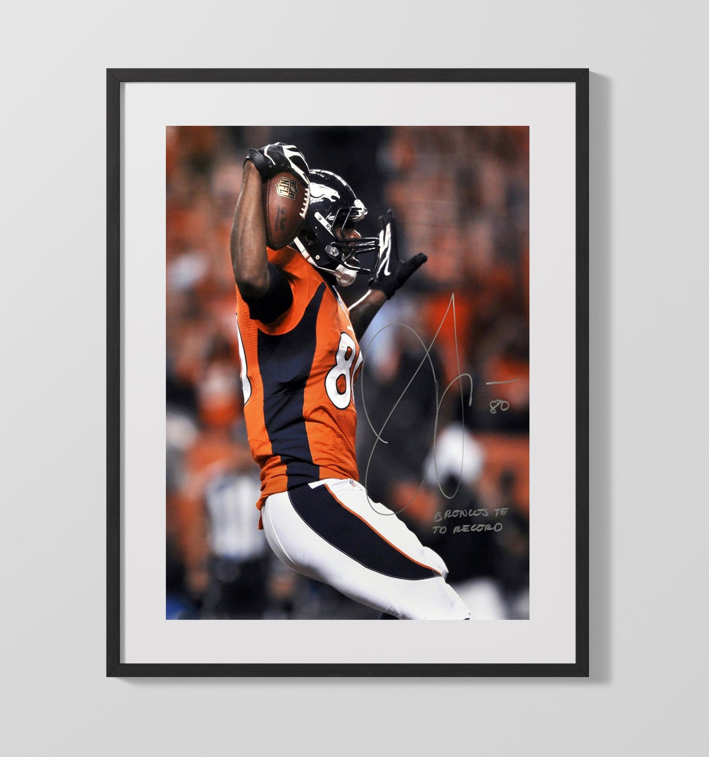 Julius Thomas - Denver Football Tight End Touchdown Celebration Arms Raised Football Wall Art - football wall art print