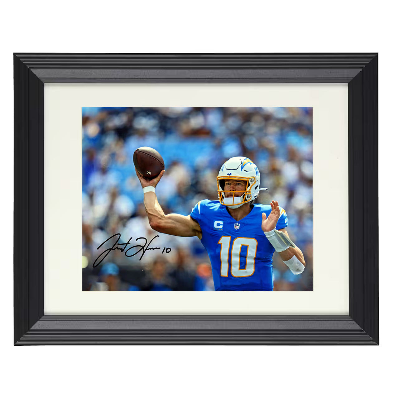 Justin Herbert – Cannon Arm – 8x10 black beveled framed football wall art
