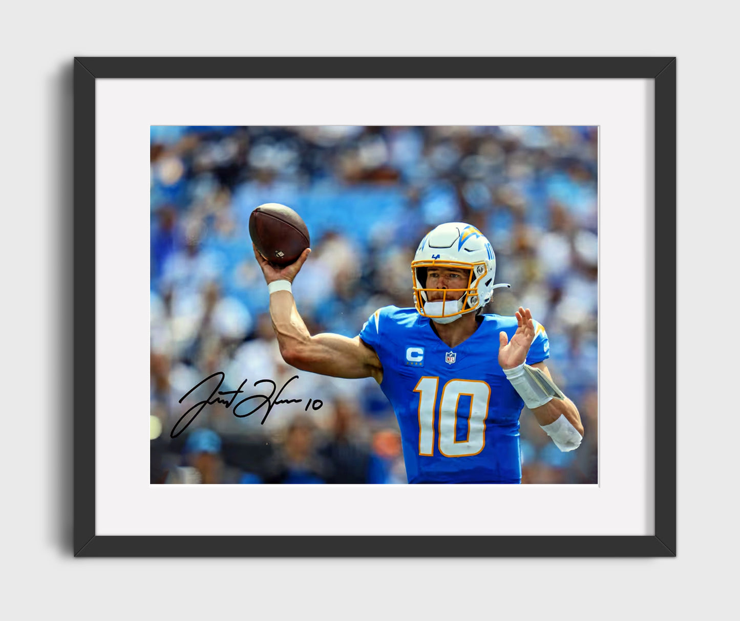 Justin Herbert - Cannon Arm Vintage Football Wall Art - 16x20 Gallery Frame football decor