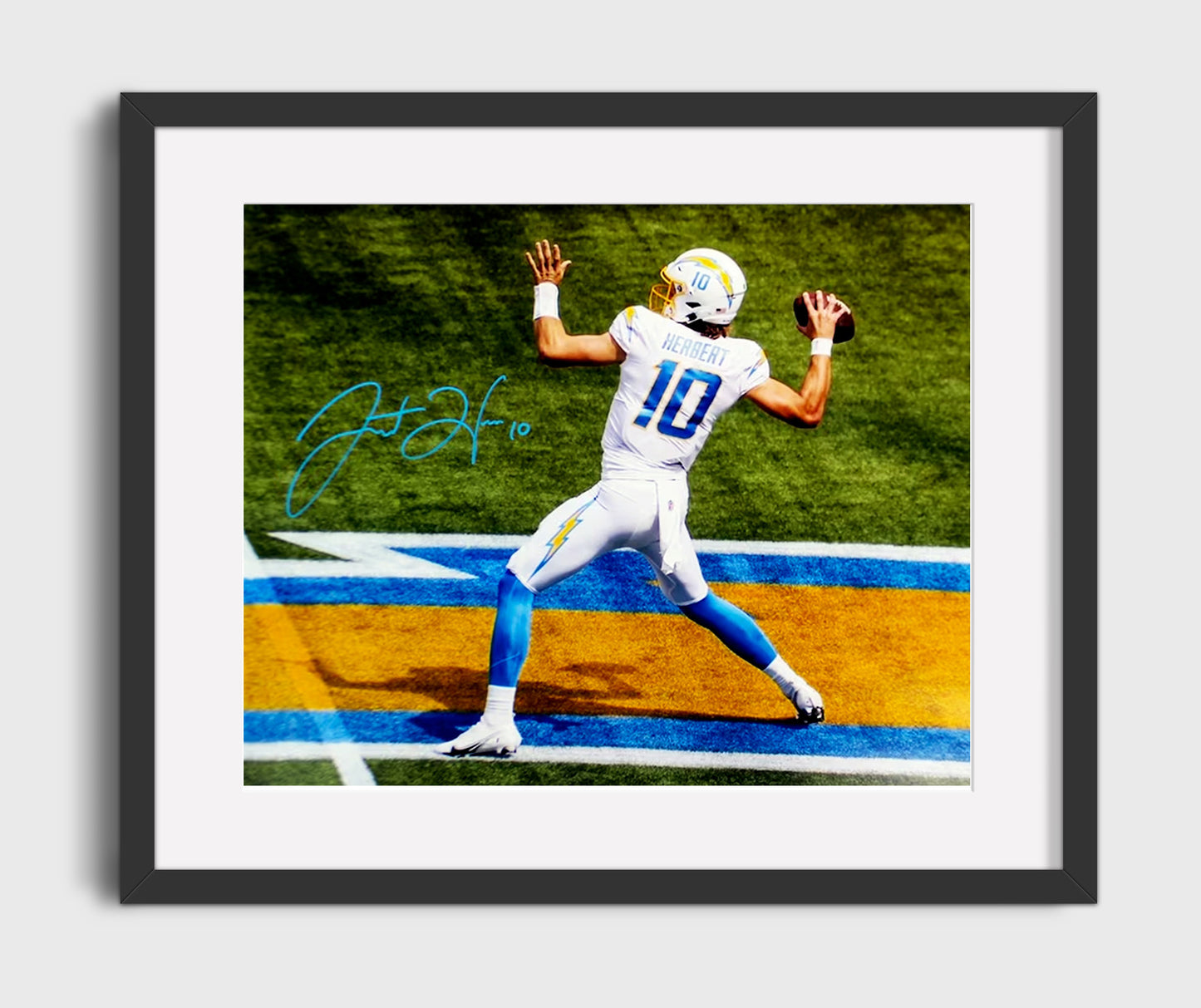 Justin Herbert - Deep Bomb Vintage Football Wall Art - 16x20 Gallery Frame football decor