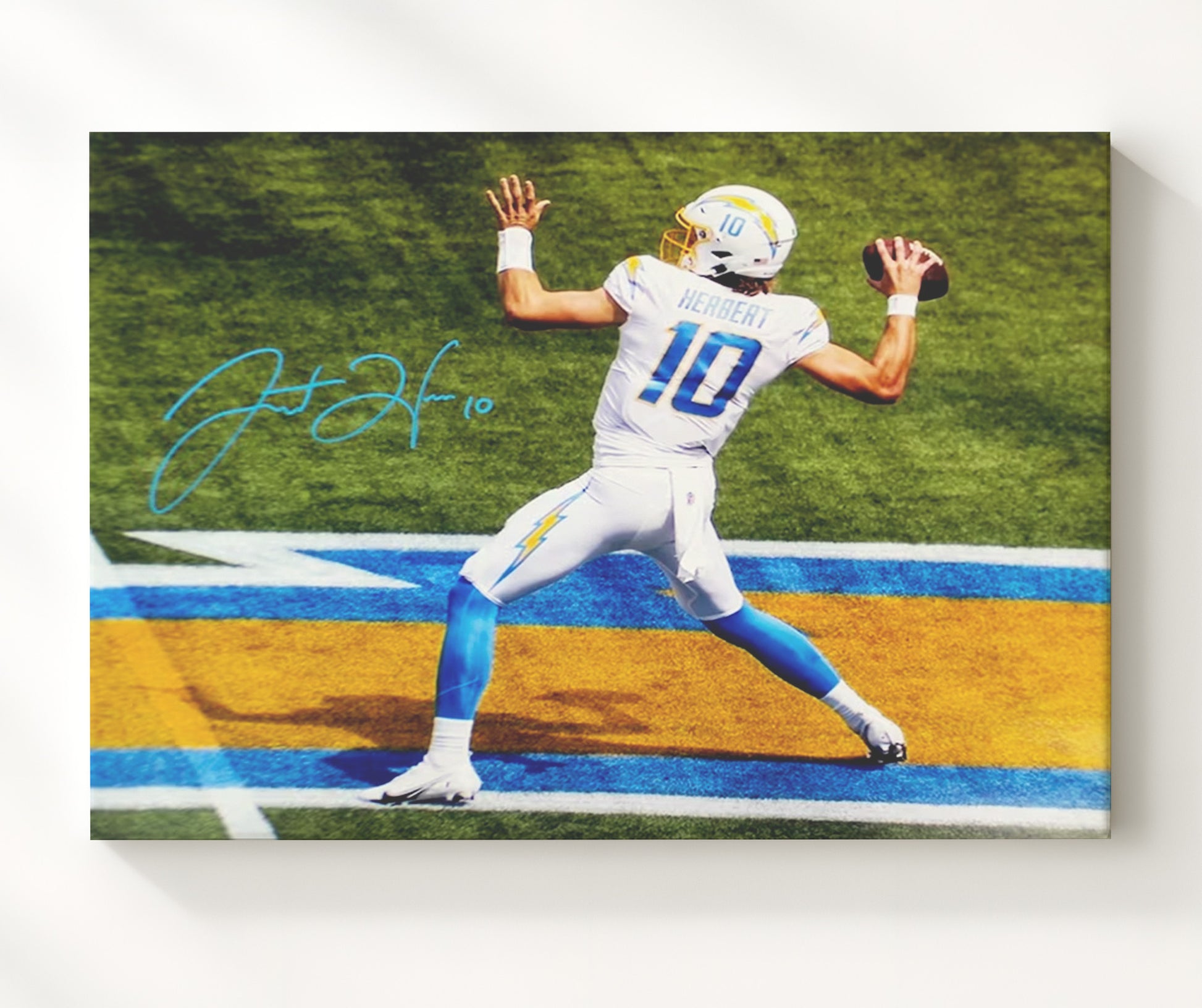 Justin Herbert - Deep Bomb Vintage Football Wall Art - 20x24 Canvas football decor