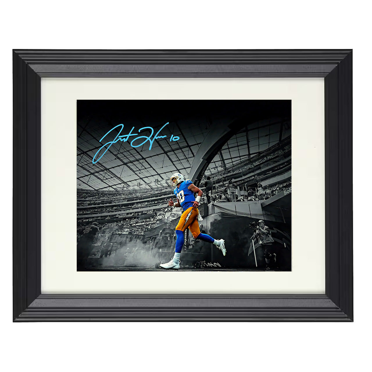 Justin Herbert – Tunnel Spotlight – 8x10 black beveled framed football wall art