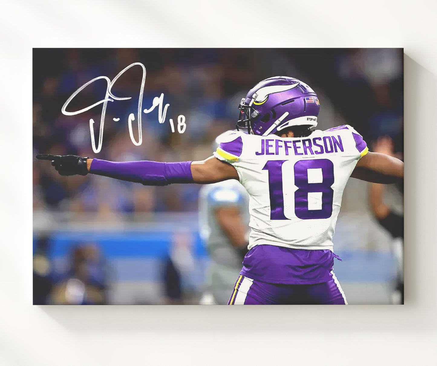 Justin Jefferson - First Down Pose Vintage Football Wall Art - 20x24 Canvas football decor