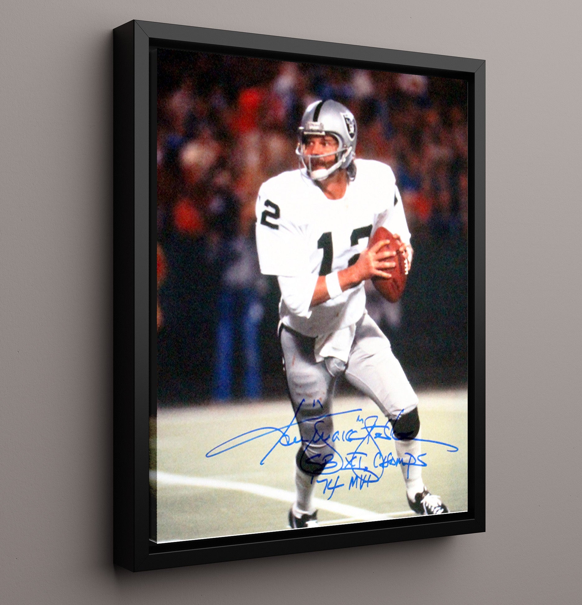 Ken Stabler - Snake MVP Vintage Football Wall Art - 16x20 Framed Canvas football decor