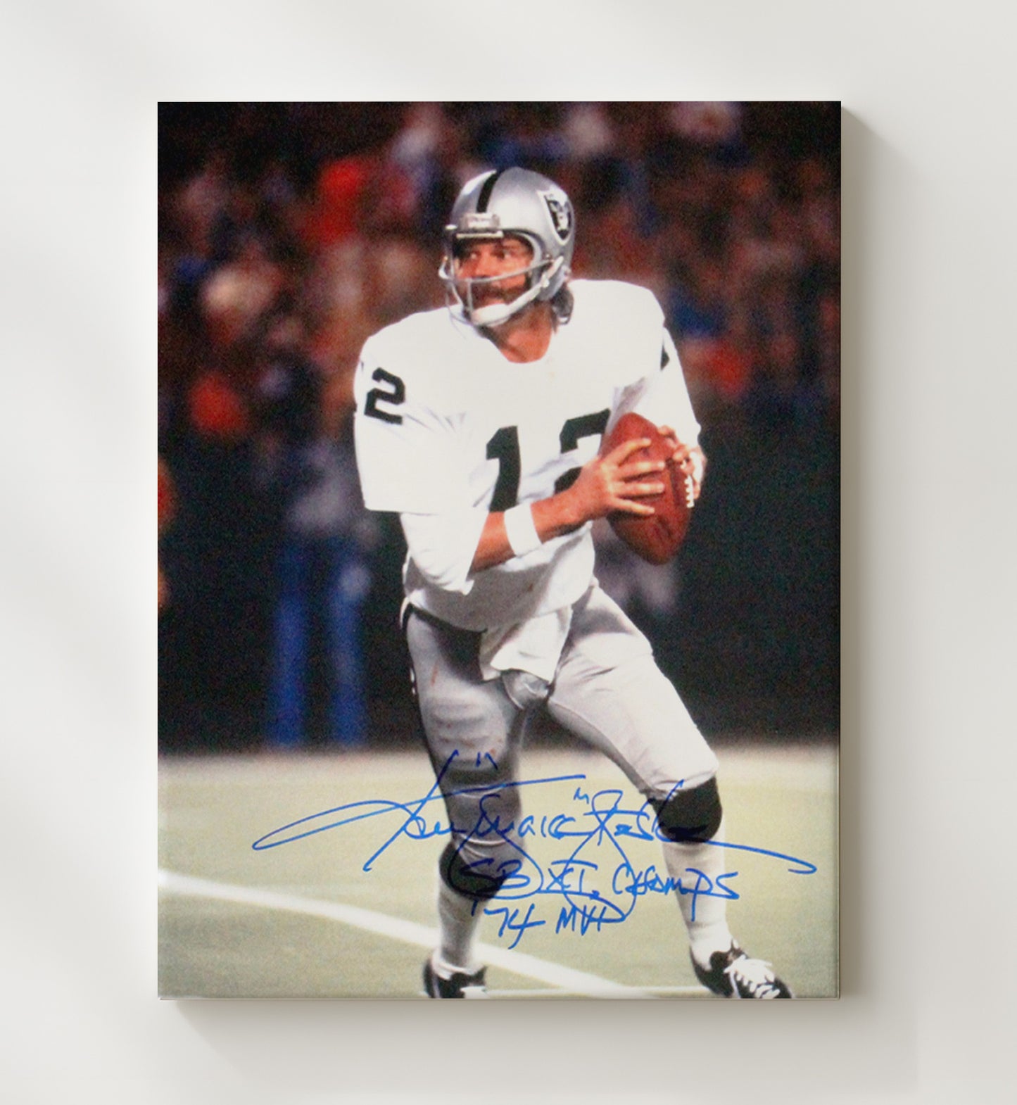 Ken Stabler - Snake MVP Vintage Football Wall Art - 20x24 Canvas football decor