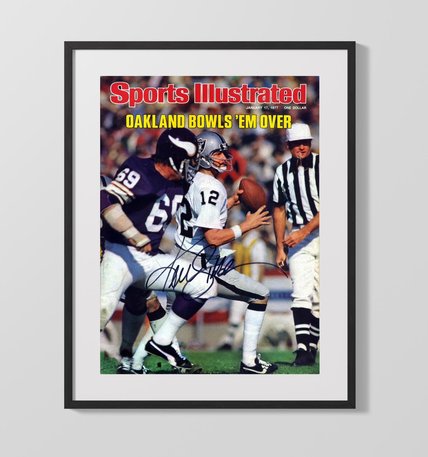 Ken Stabler Super Bowl XI - Snake Strikes Vintage Football Wall Art - 16x20 Gallery Frame football decor