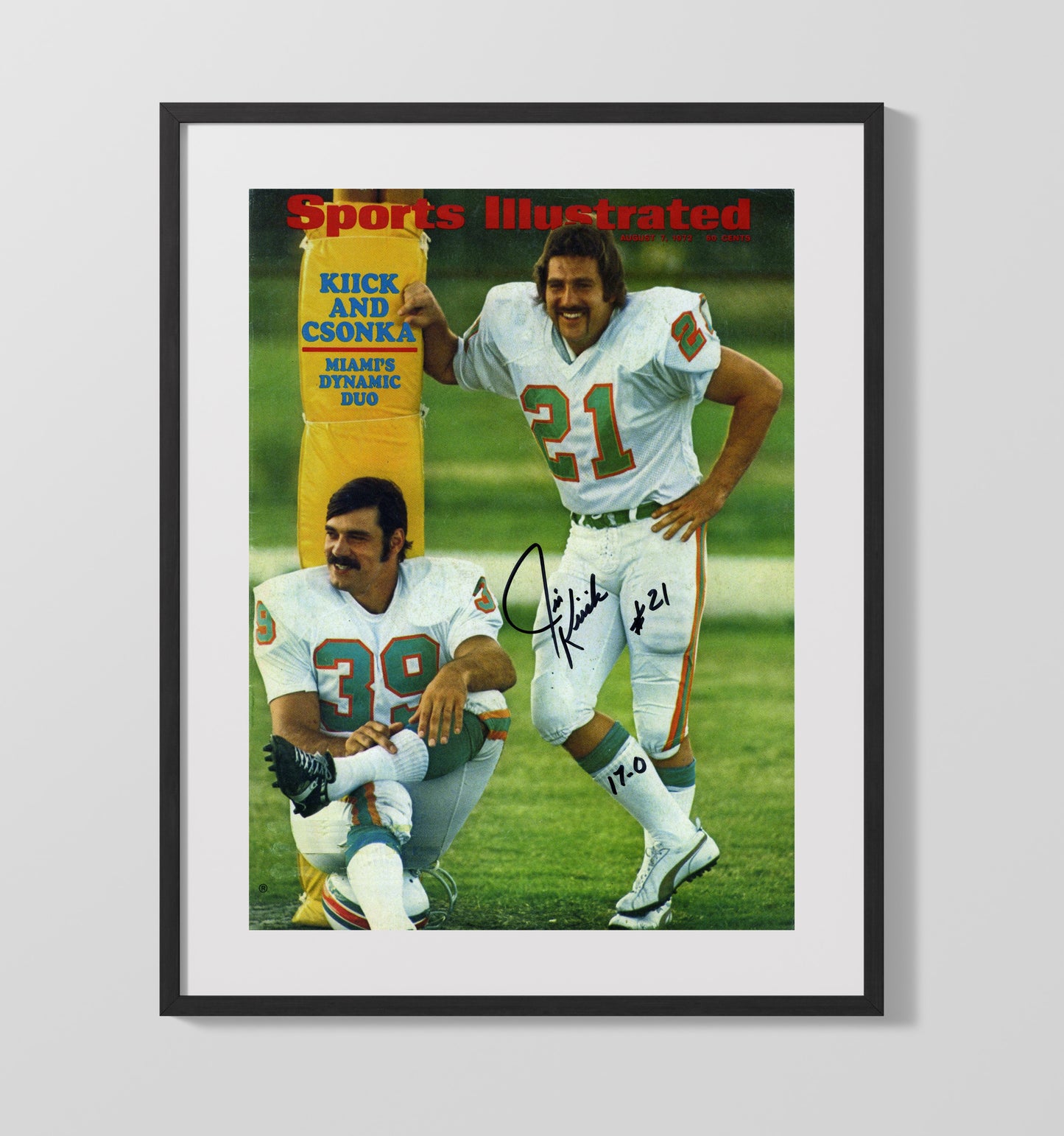 Kiick and Csonka - Perfect Pair Vintage Football Wall Art - 16x20 Gallery Frame football decor