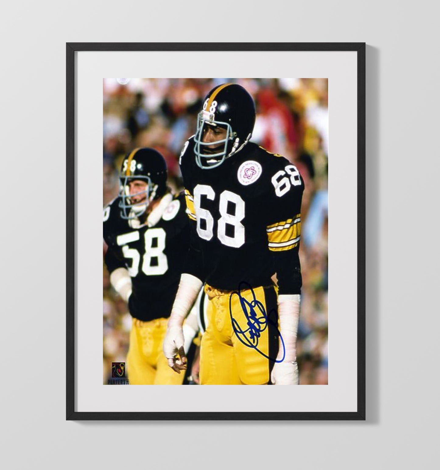 L C Greenwood - Pittsburgh football Steel Curtain Defensive Lineman Portrait Vintage Football Wall Art - 16x20 Gallery Frame football decor