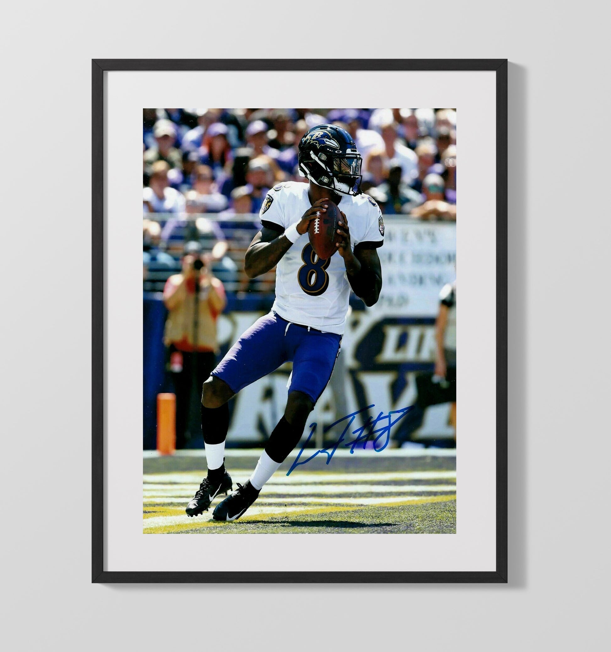 Lamar Jackson - Baltimore Football Quarterback in the Pocket Preparing to Pass Football Wall Art - football wall art print