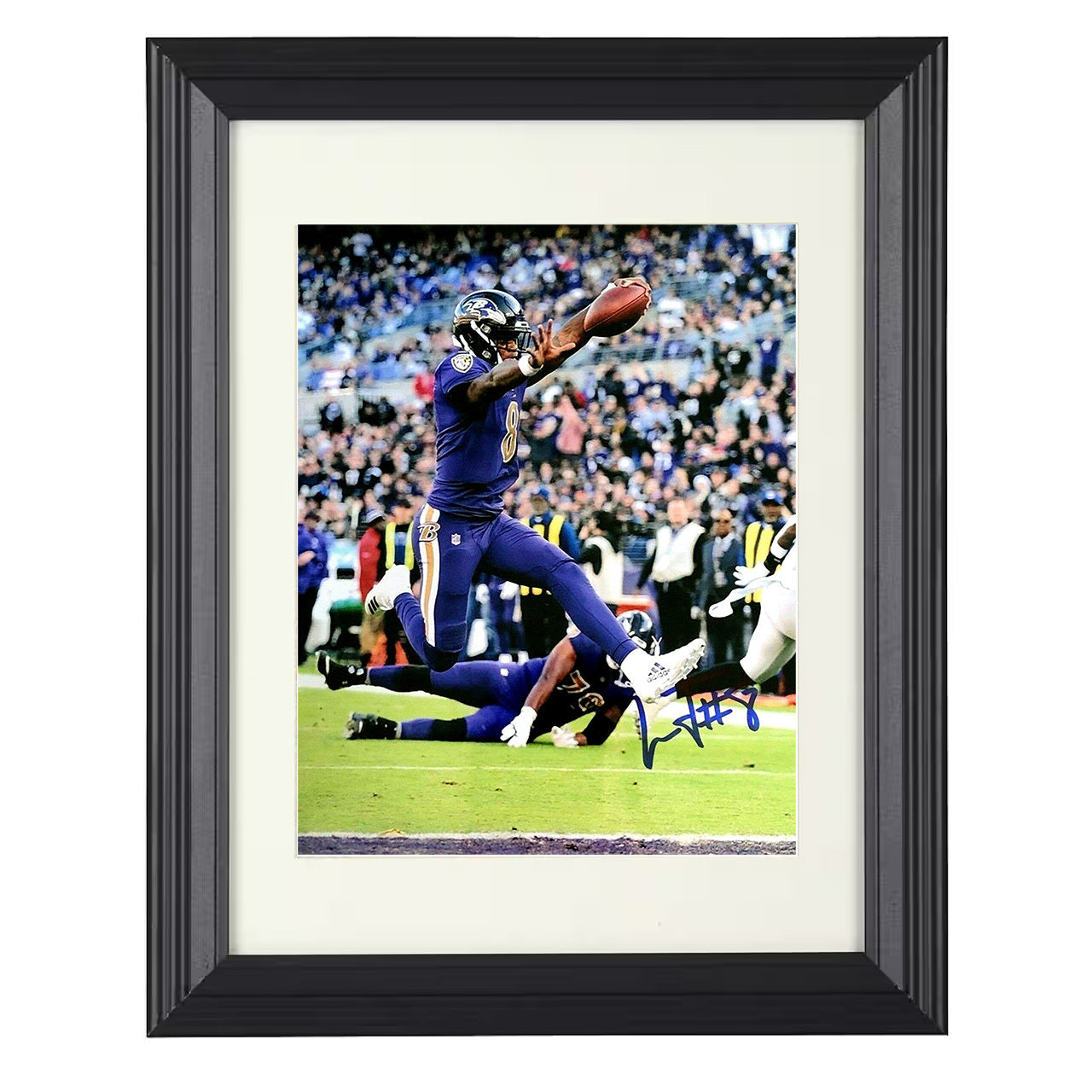 Lamar Jackson – MVP Moves Image – 8x10 black beveled framed football wall art