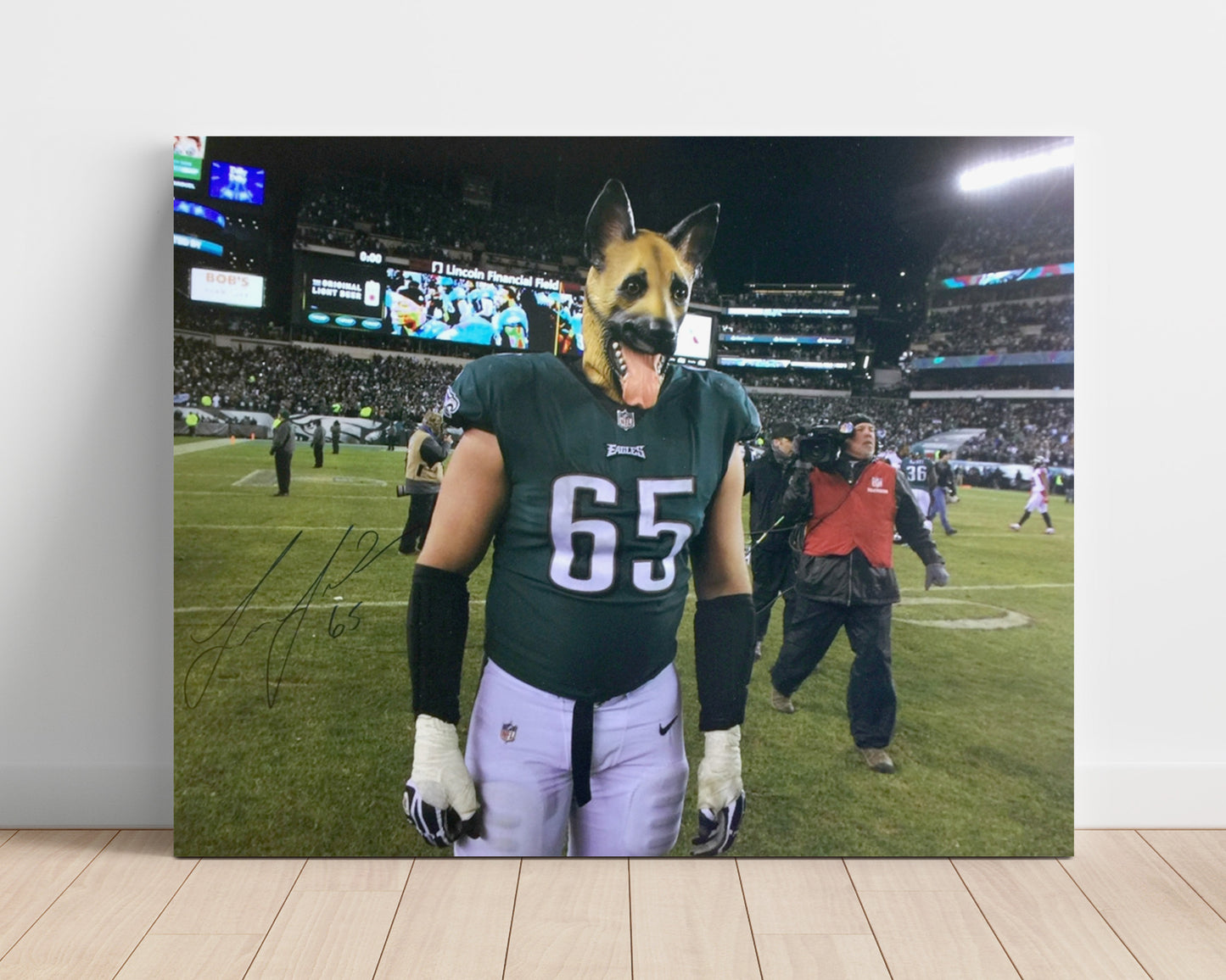 Lane Johnson - Underdog Mask Vintage Football Wall Art - 16x20 Unframed Print football decor