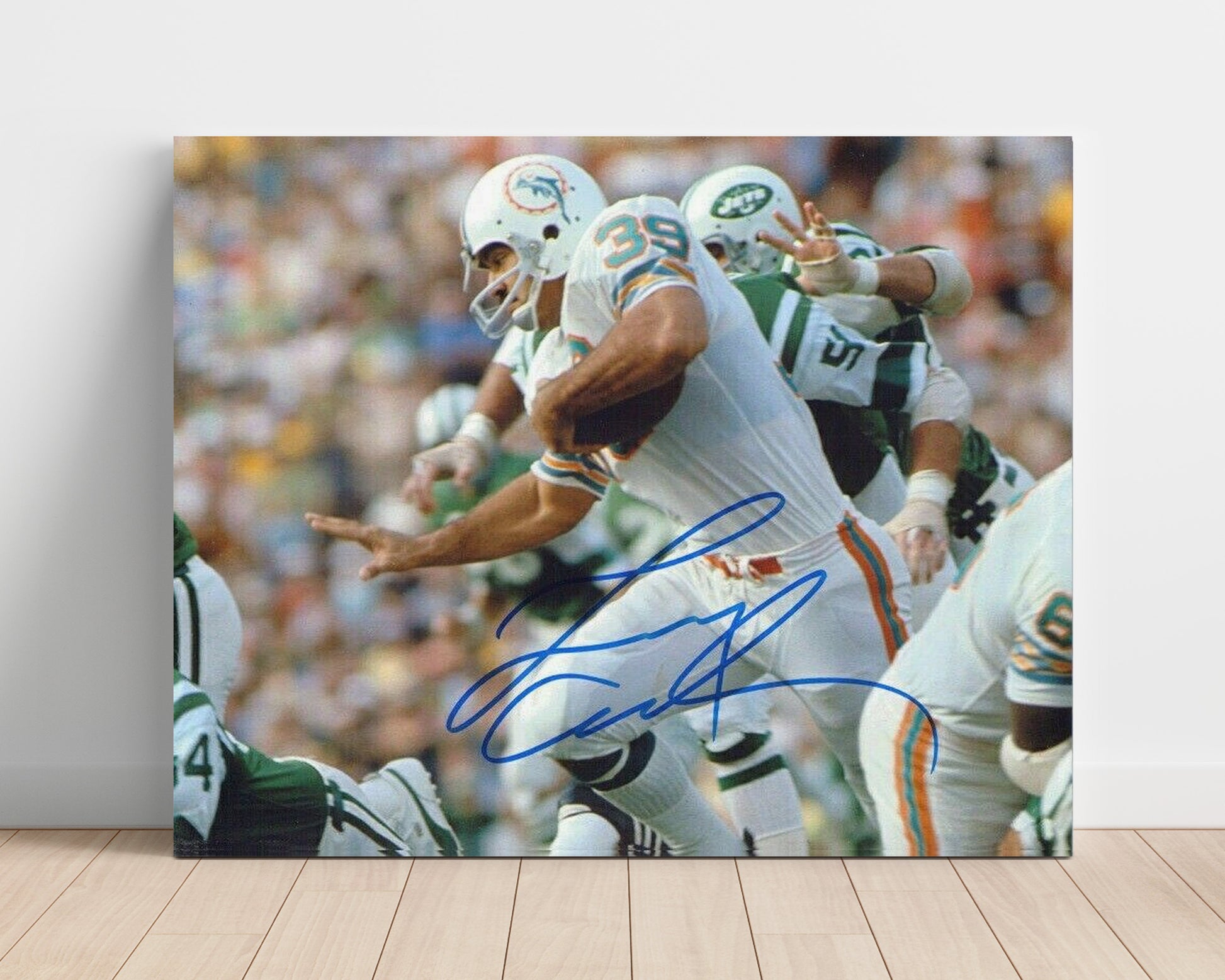 Larry Csonka - Miami Football Power Run Through Line Vintage Football Wall Art - 16x20 Unframed Print football decor