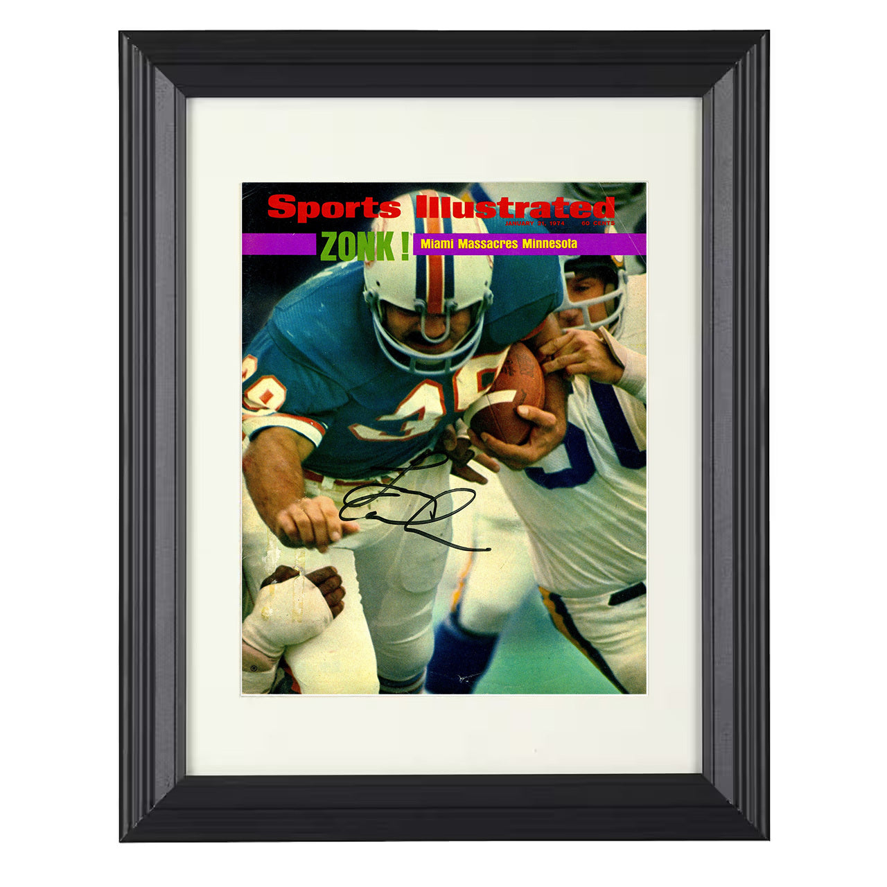 Larry Csonka Zonk – Miami Mayhem Image – 8x10 black beveled framed football wall art