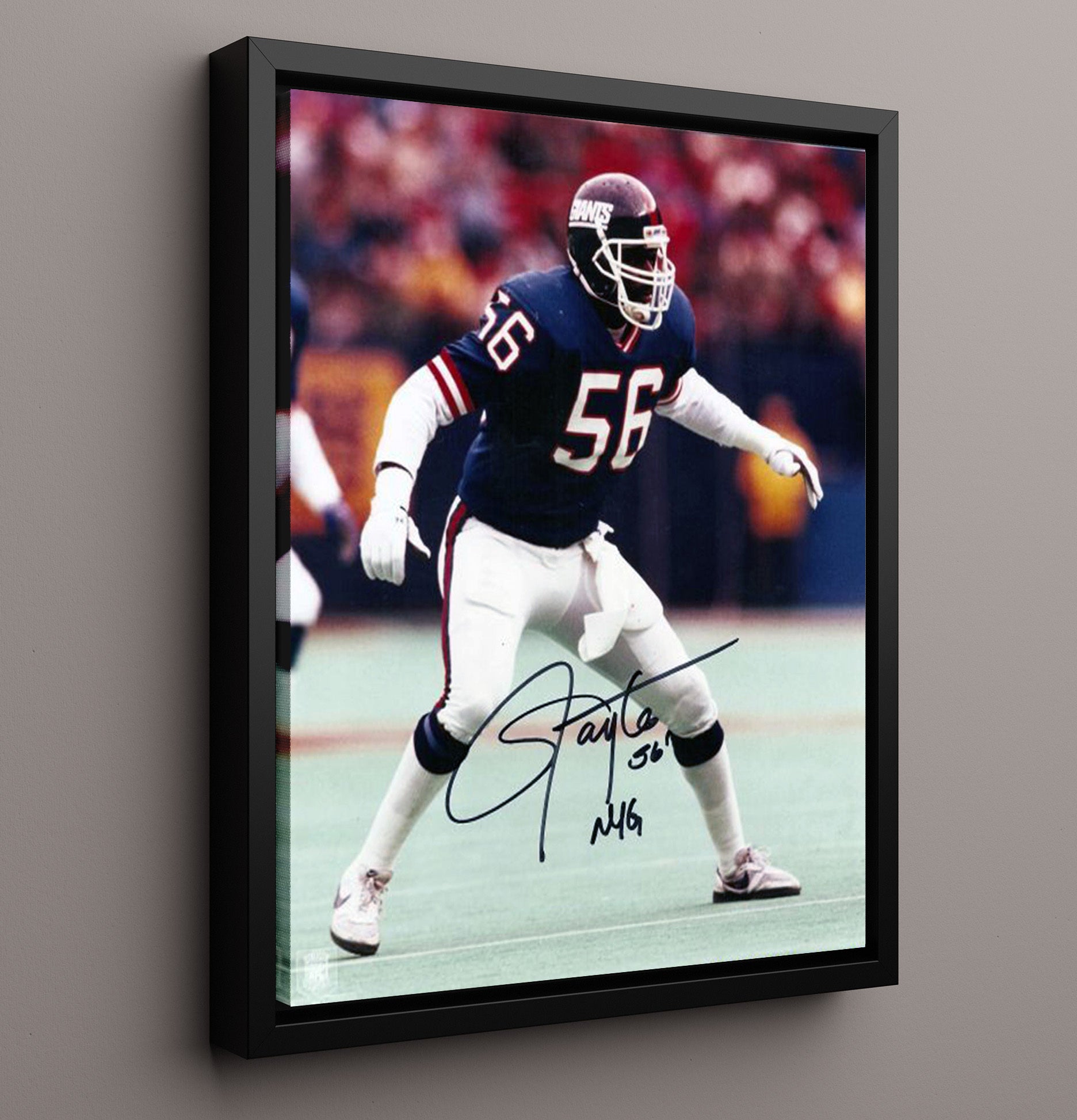 Lawrence Taylor - New York Football Linebacker Ready Stance Spotlight Football Wall Art - football wall art print