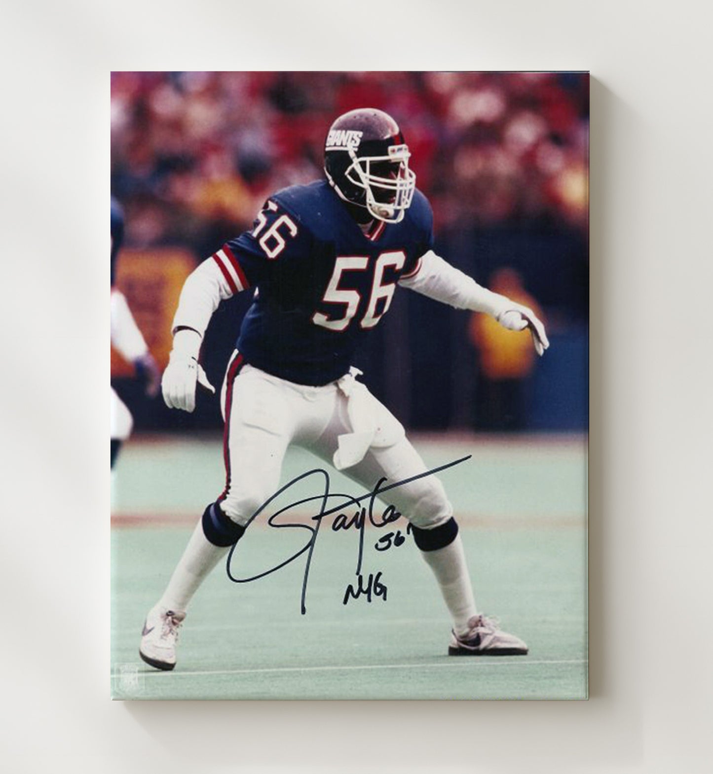 Lawrence Taylor - New York Football Linebacker Ready Stance Spotlight Football Wall Art - football wall art print