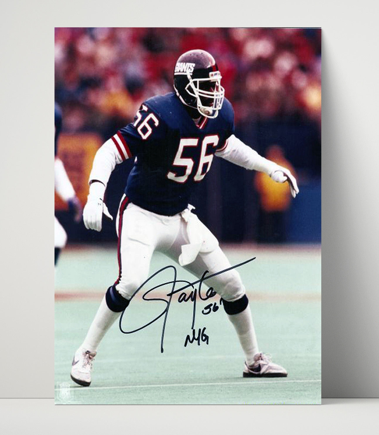 Lawrence Taylor - New York football Linebacker Ready Stance Spotlight Vintage Football Wall Art - 16x20 Unframed Print football decor
