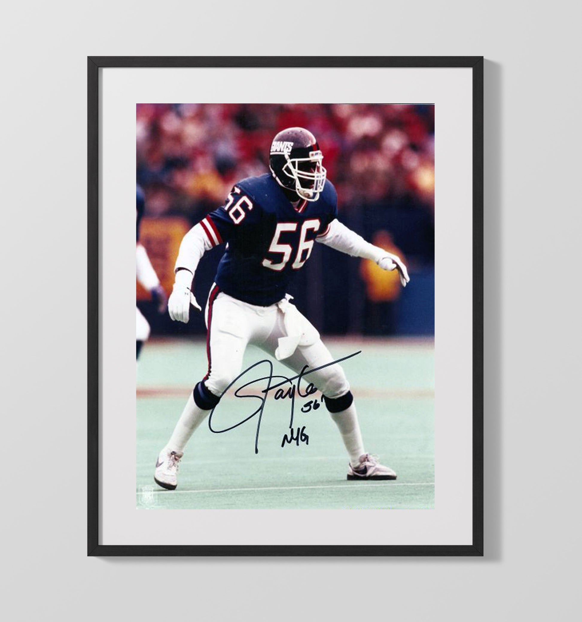 Lawrence Taylor - New York Football Linebacker Ready Stance Spotlight Football Wall Art - football wall art print