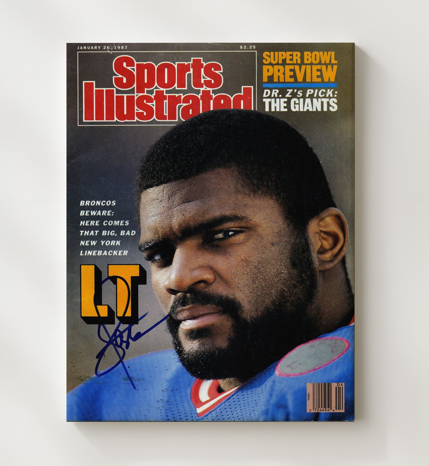 Lawrence Taylor LT - Giants Enforcer Vintage Football Wall Art - 20x24 Canvas football decor