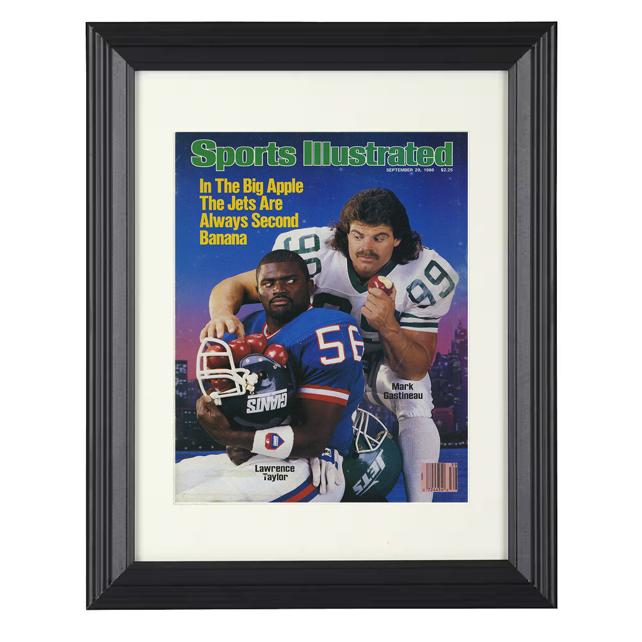 Lawrence Taylor and Mark Gastineau – New York 1986 SI – 8x10 black beveled framed football wall art