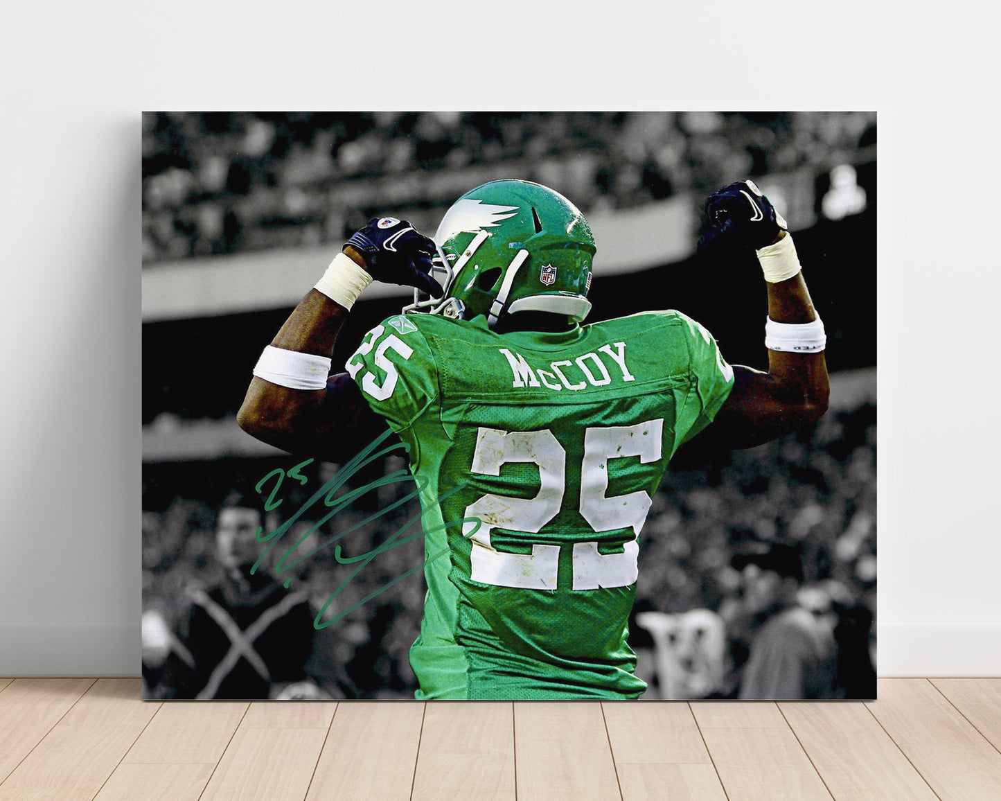 LeSean McCoy - Philadelphia Football Celebration Back Flex Vintage Football Wall Art - 16x20 Unframed Print football decor