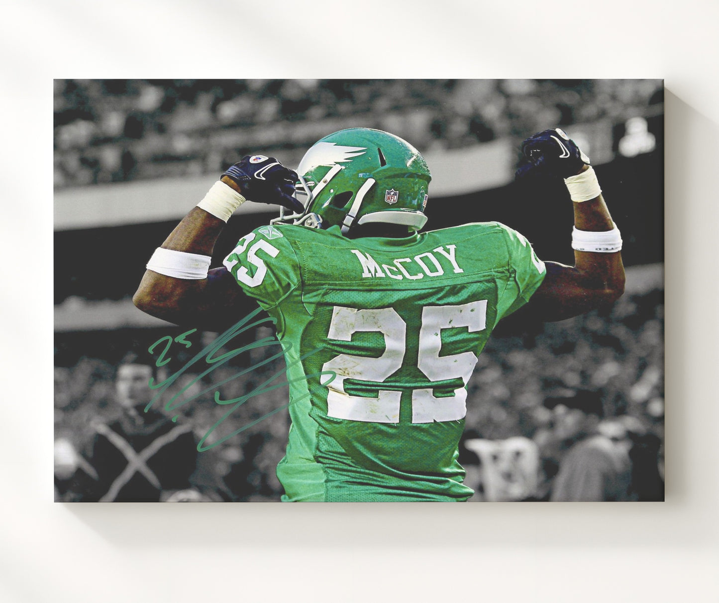 LeSean McCoy - Philadelphia Football Celebration Back Flex Vintage Football Wall Art - 20x24 Canvas football decor