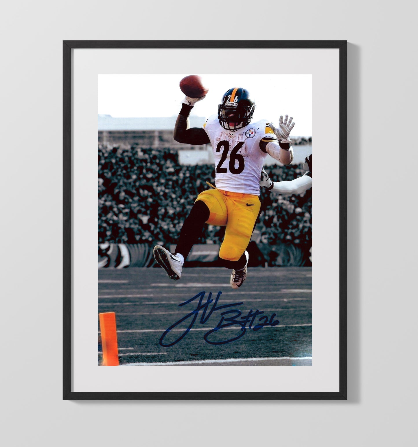 Leveon Bell - Pittsburgh Football Running Back Leaping Run with Ball Football Wall Art - football wall art print