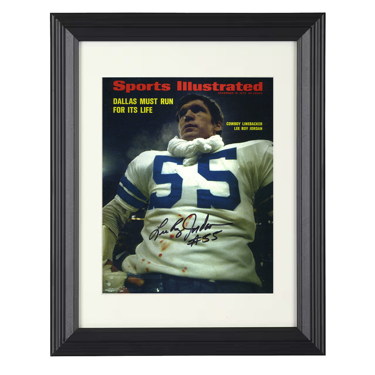 Lee Roy Jordan – Dallas Iron Man Image – 8x10 black beveled framed football wall art