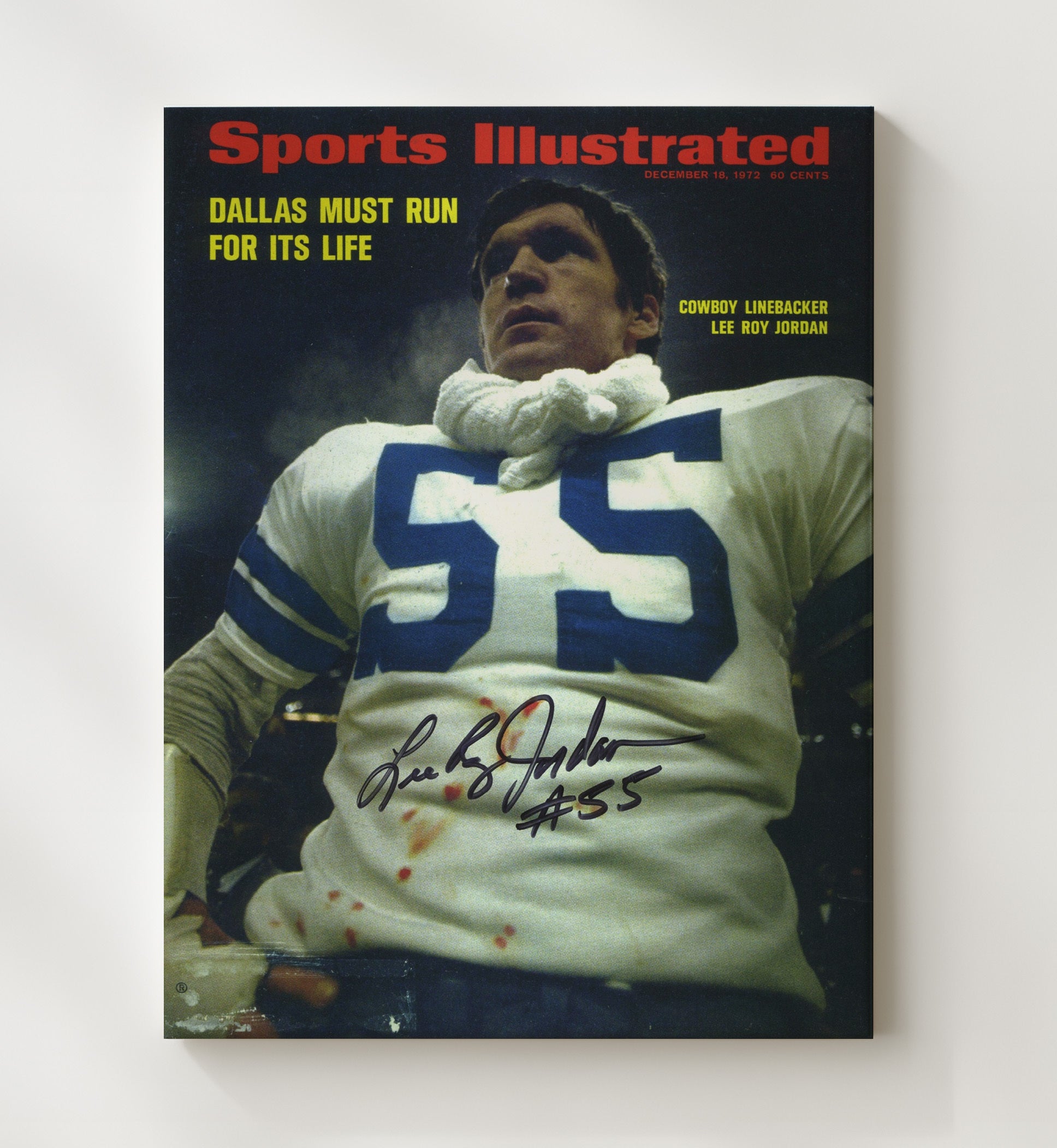 Lee Roy Jordan - Dallas Iron Man Vintage Football Wall Art - 20x24 Canvas football decor