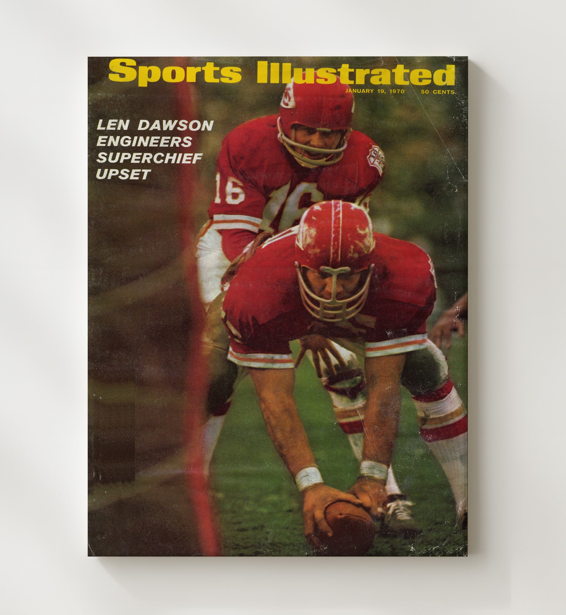 Len Dawson - Kansas City Football Super Bowl IV Snap SI Cover 1970 Vintage Football Wall Art - 20x24 Canvas football decor