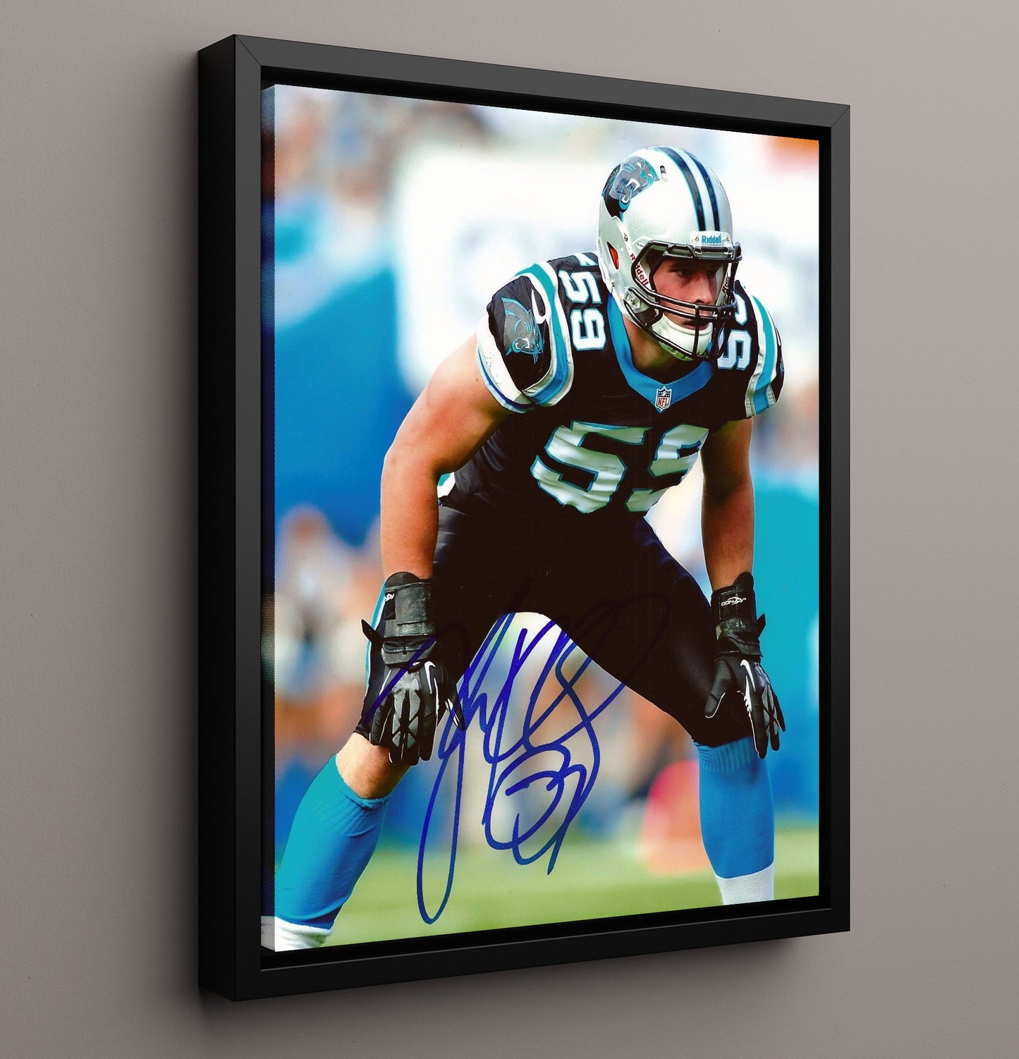 Luke Kuechly - Carolina Football Linebacker Hands on Knees Defensive Stance Football Wall Art - football wall art print