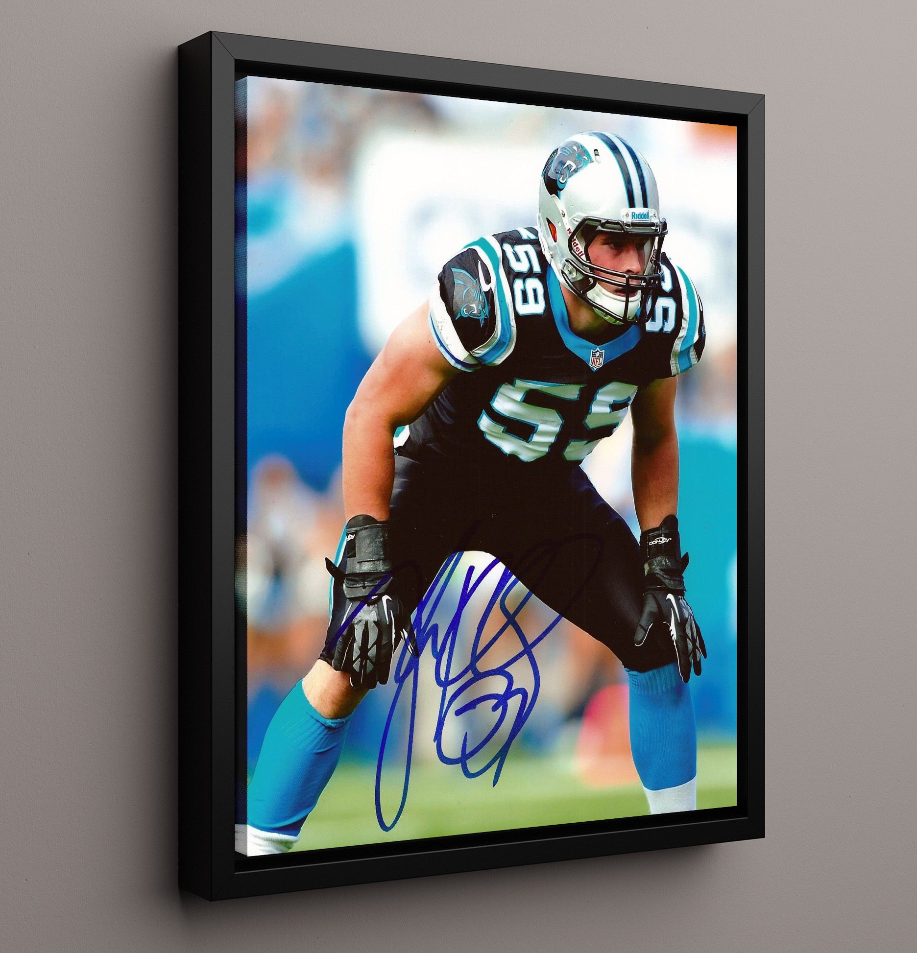 Luke Kuechly - Carolina Football Linebacker Hands on Knees Defensive Stance Football Wall Art - football wall art print