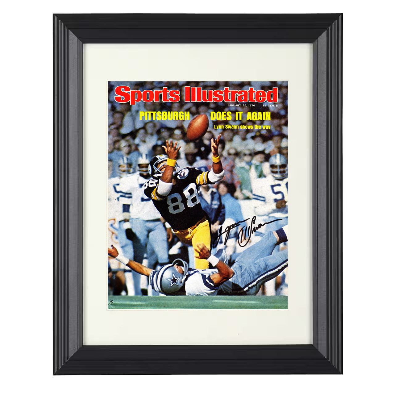 Lynn Swann Super Bowl X – Sky High Catch Image – 8x10 black beveled framed football wall art