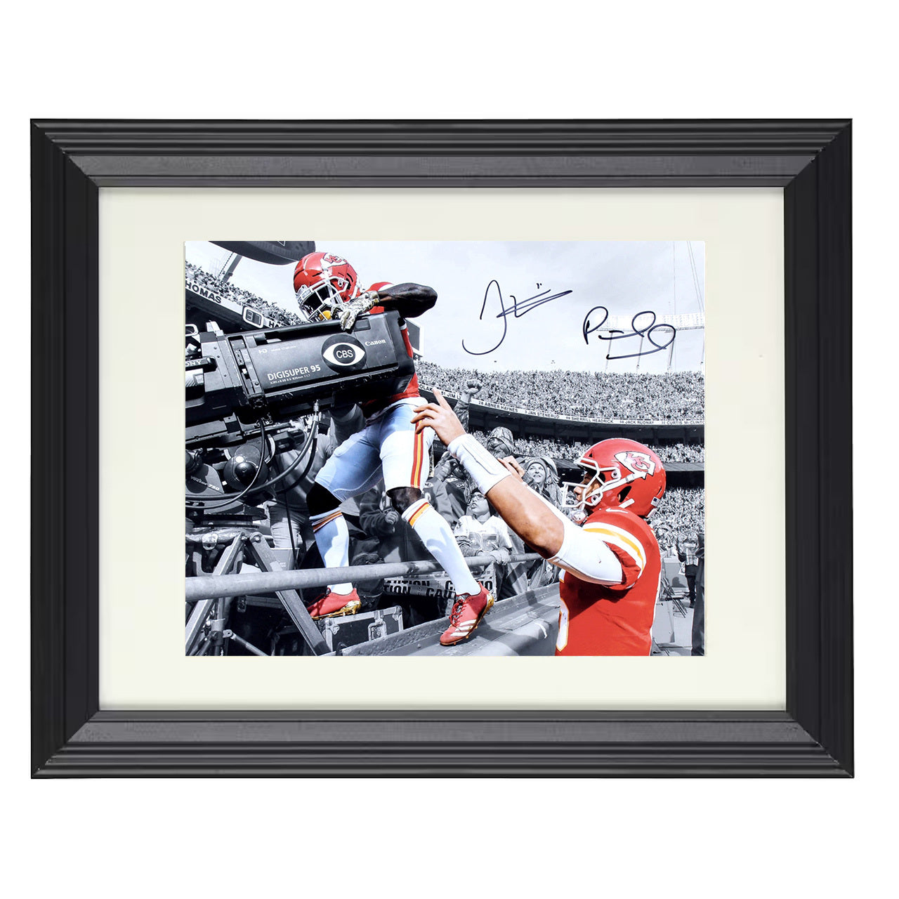 Mahomes and Hill – Showtime Chiefs – 8x10 black beveled framed football wall art