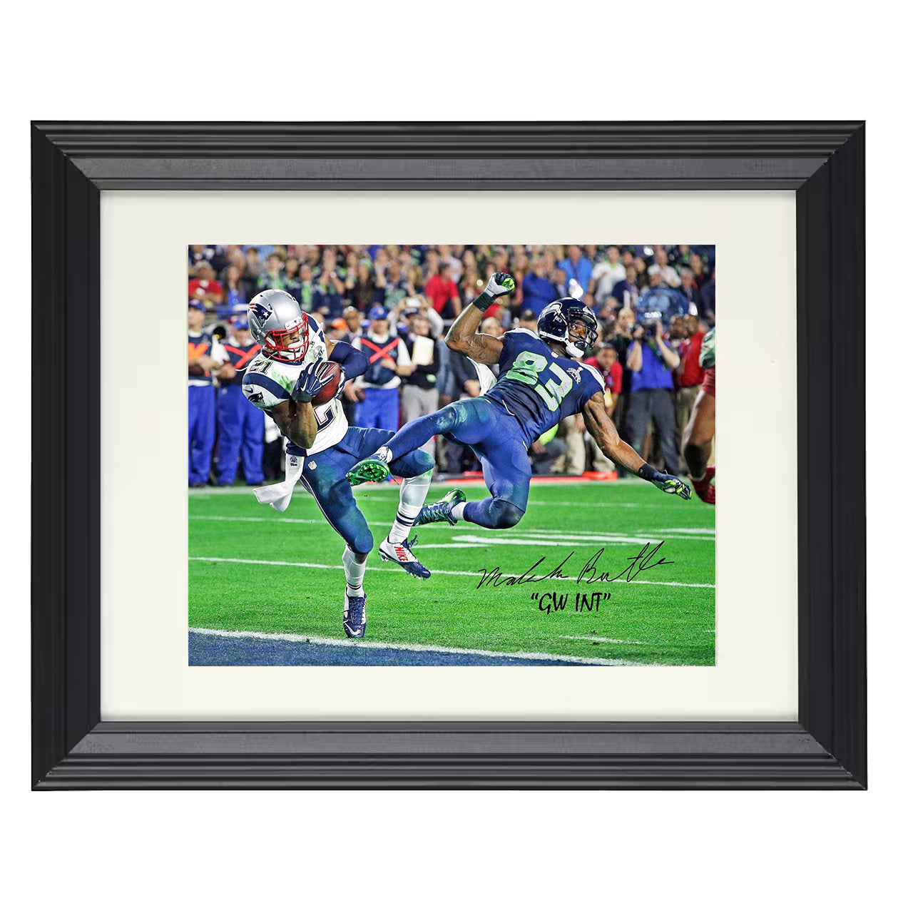 Malcolm Butler – Goal Line Pick – 8x10 black beveled framed football wall art