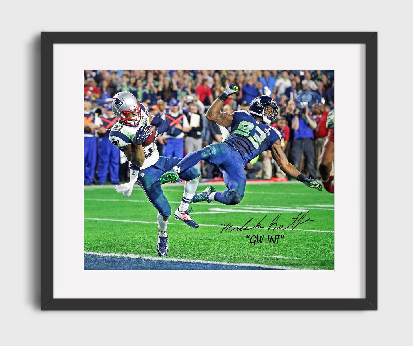 Malcolm Butler - Goal Line Pick Football Wall Art - football wall art print