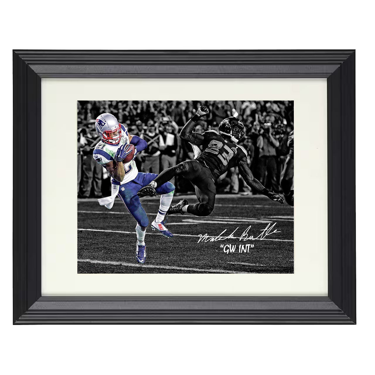 Malcolm Butler – Super Bowl Interception 2015 Spotlight – 8x10 black beveled framed football wall art