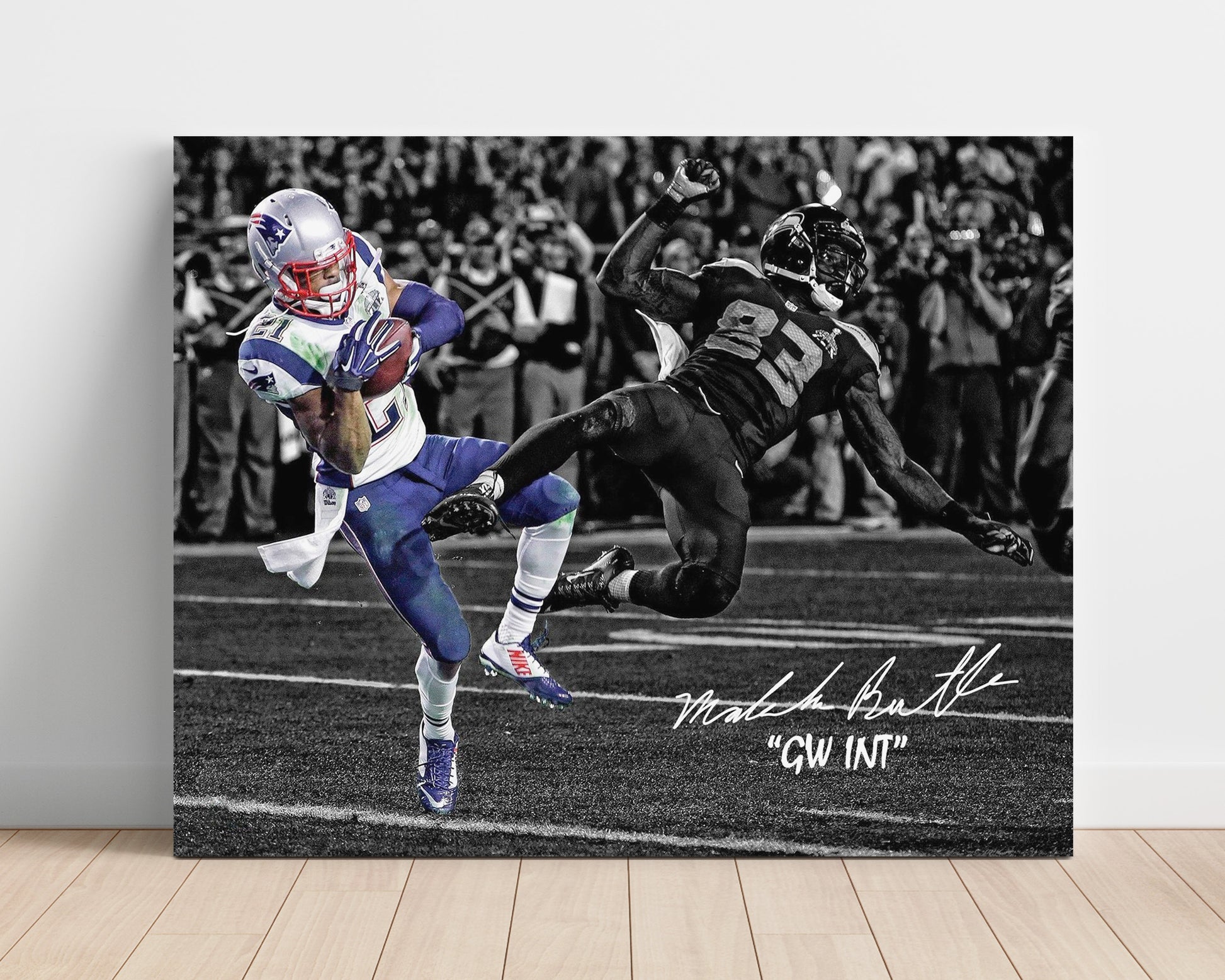 Malcolm Butler - Super Bowl Xlix Goal Line Interception 2015 Spotlight Football Wall Art - football wall art print