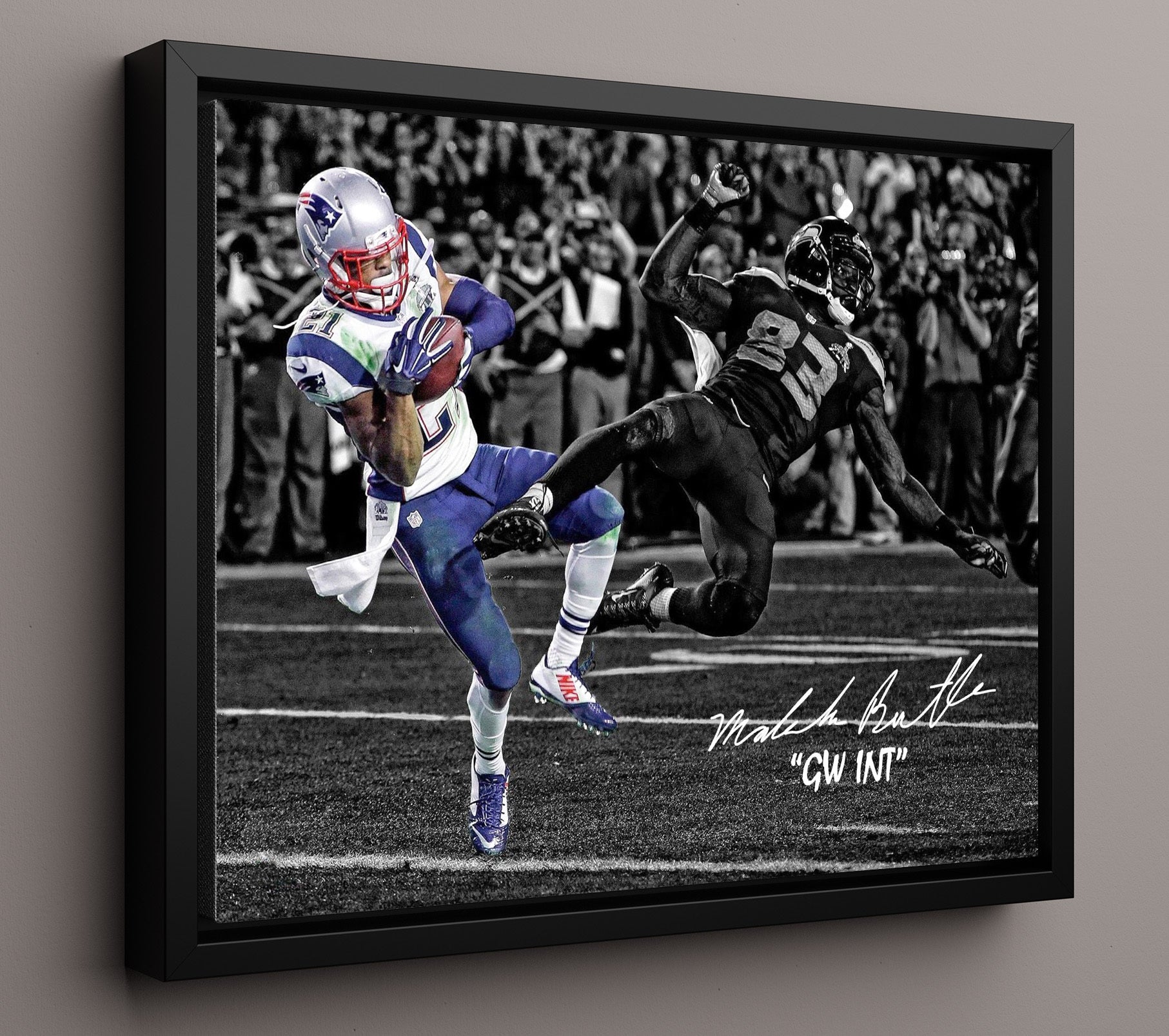 Malcolm Butler - Super Bowl Xlix Goal Line Interception 2015 Spotlight Football Wall Art - football wall art print