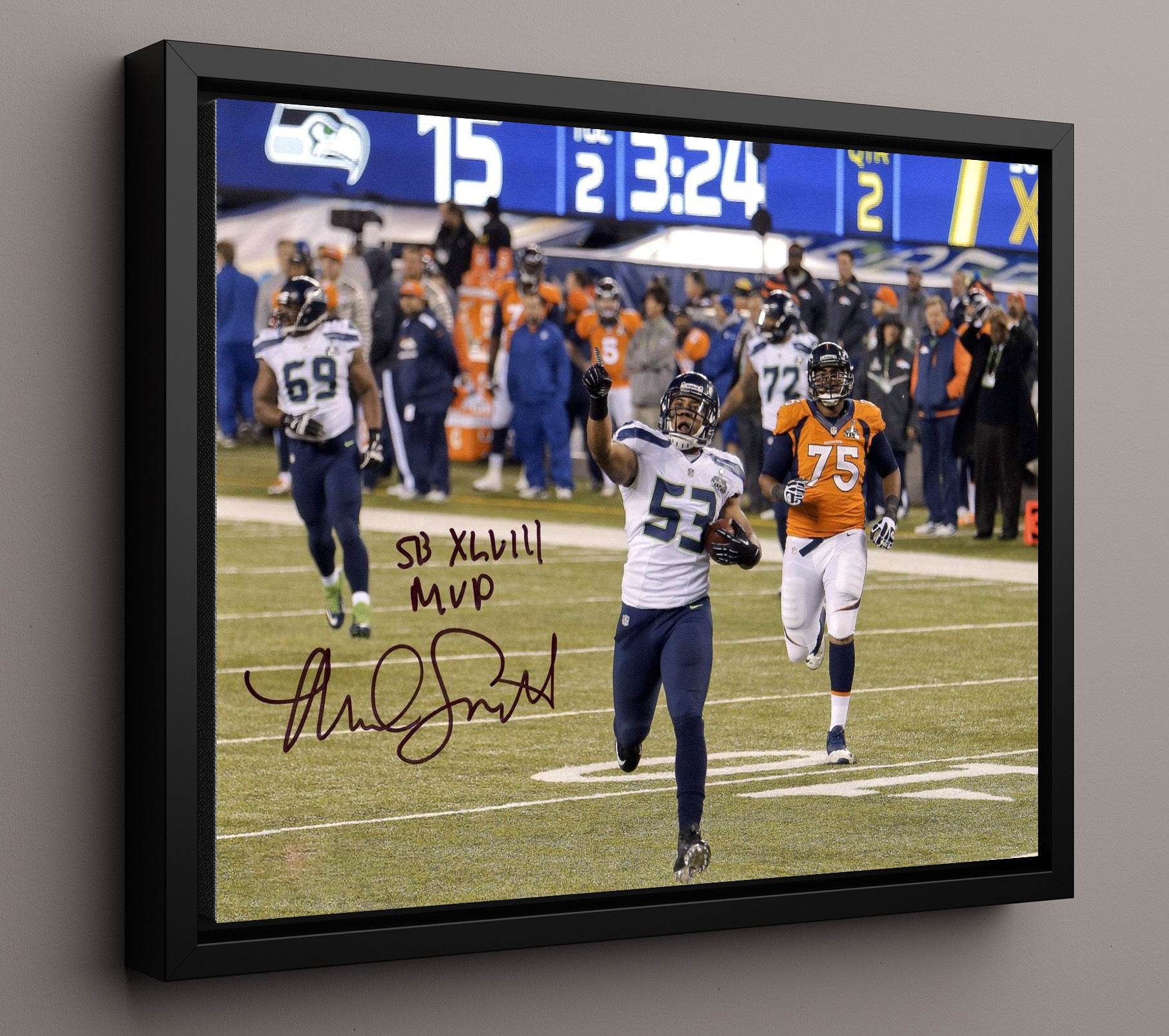 Malcolm Smith - Super Bowl Xlviii Interception Return 2014 Football Wall Art - football wall art print