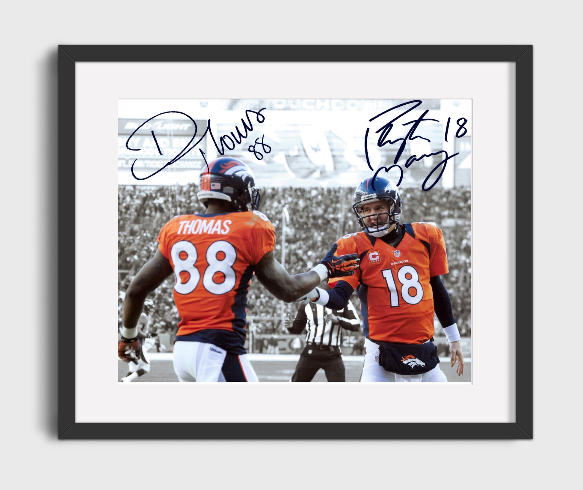 Manning and Demaryius Thomas - Mile High Duo Vintage Football Wall Art - 16x20 Gallery Frame football decor