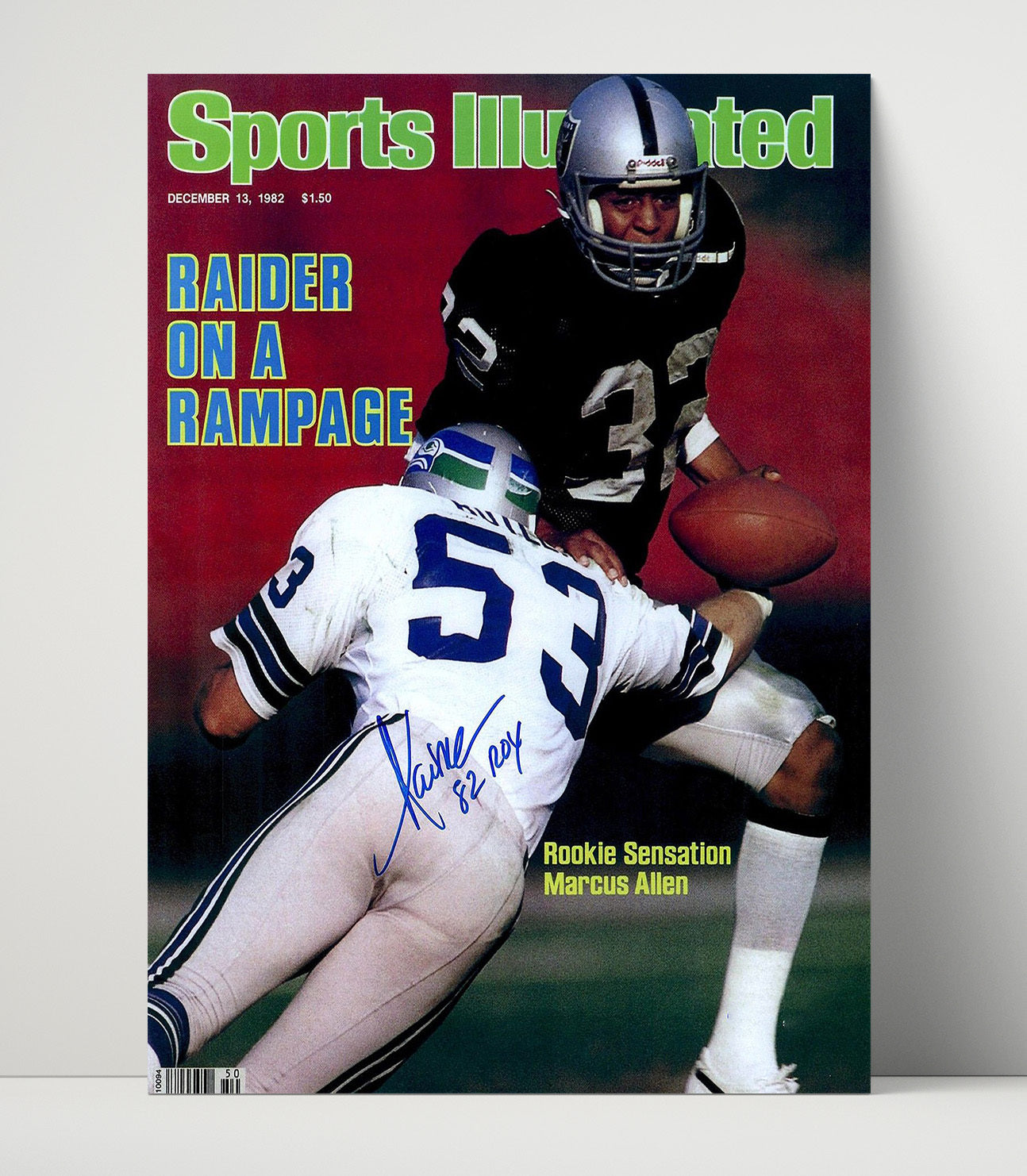 Marcus Allen - Oakland Football Running Back Charge 1982 SI Cover Football Wall Art - football wall art print